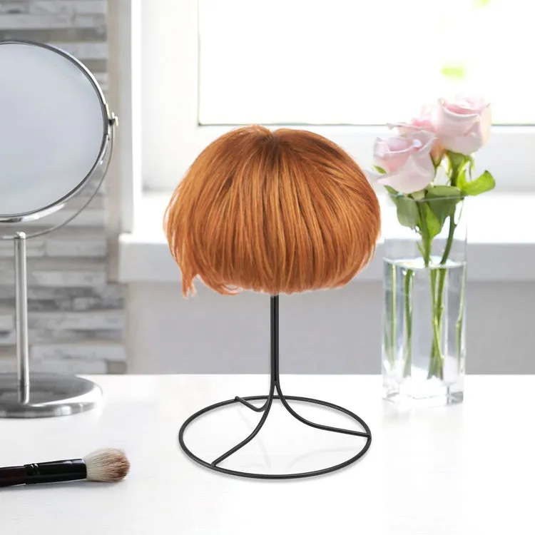 11 Inch Black Wire Metal Hat Display Stand, Freestanding Single Hat Rack with 6.5 inch Dome for Caps, Wigs and Headwear