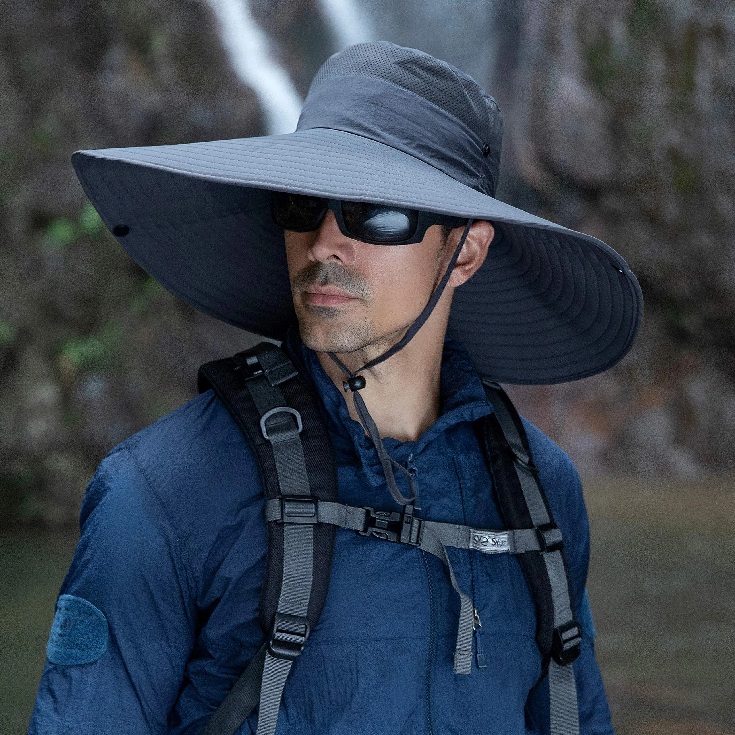 6 Inches Super Wide Brim Men Fishing Sun Hats, Outdoor Hiking Travel Women Bucket Cap Safari Boonie Gardening Lawn Hat Shun004-shenhui
