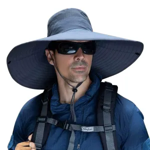 6 Inches Super Wide Brim Men Fishing Sun Hats, Outdoor Hiking Travel Women Bucket Cap Safari Boonie Gardening Lawn Hat Shun004-shenhui