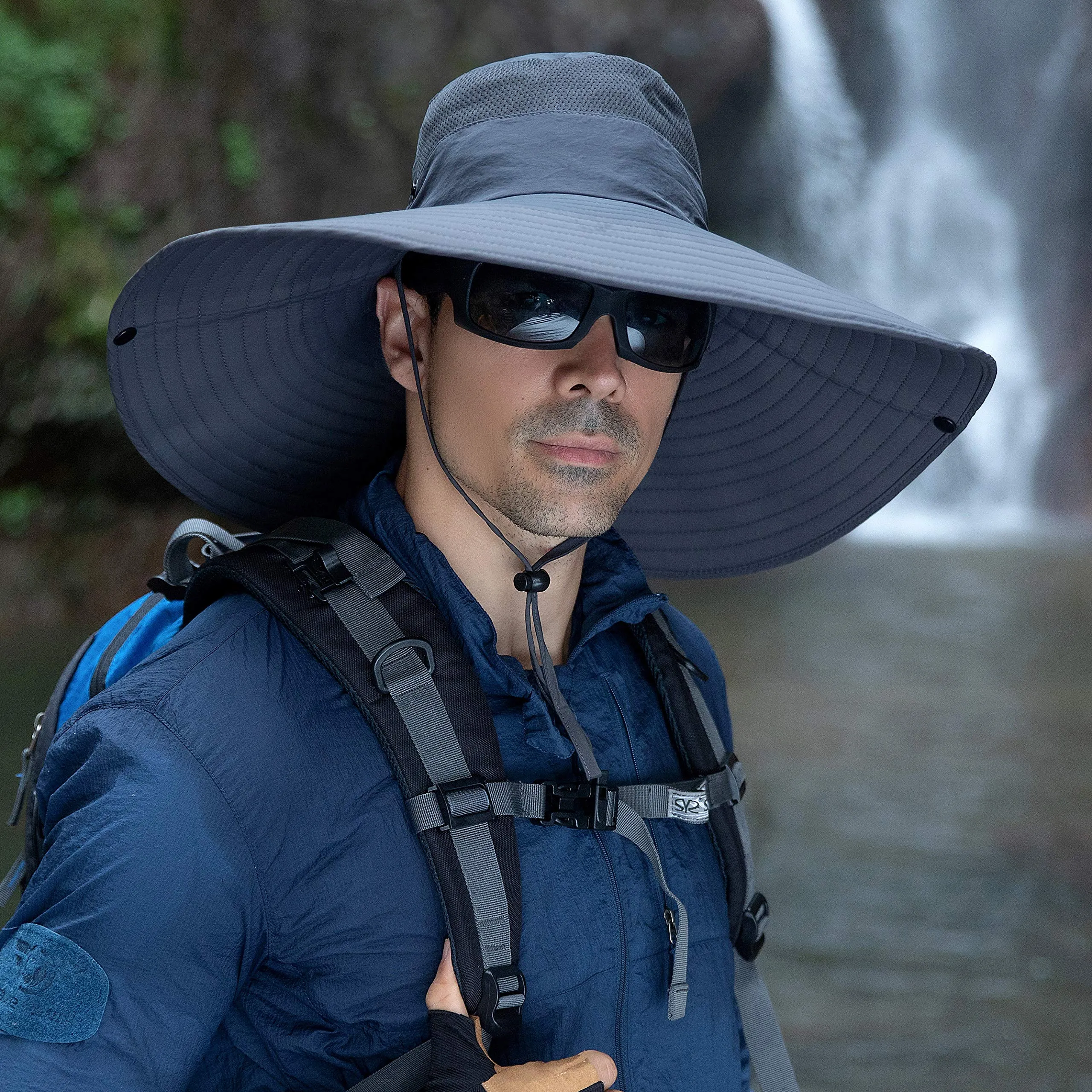 6 Inches Super Wide Brim Men Fishing Sun Hats, Outdoor Hiking Travel Women Bucket Cap Safari Boonie Gardening Lawn Hat Shun004-shenhui