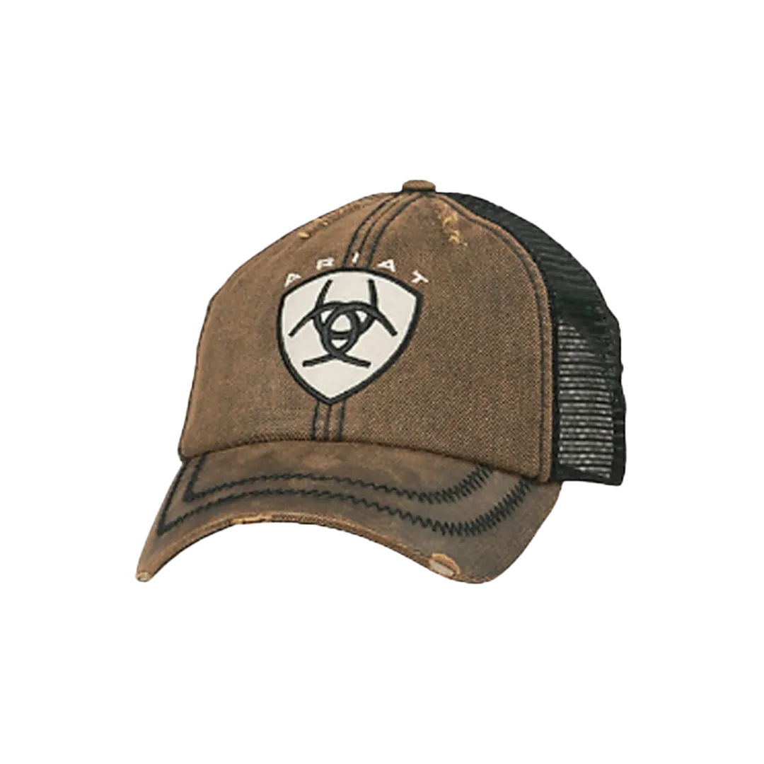 Arait Brown Oilskin Black Mesh Logo Patch Cap