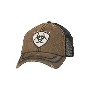 Arait Brown Oilskin Black Mesh Logo Patch Cap