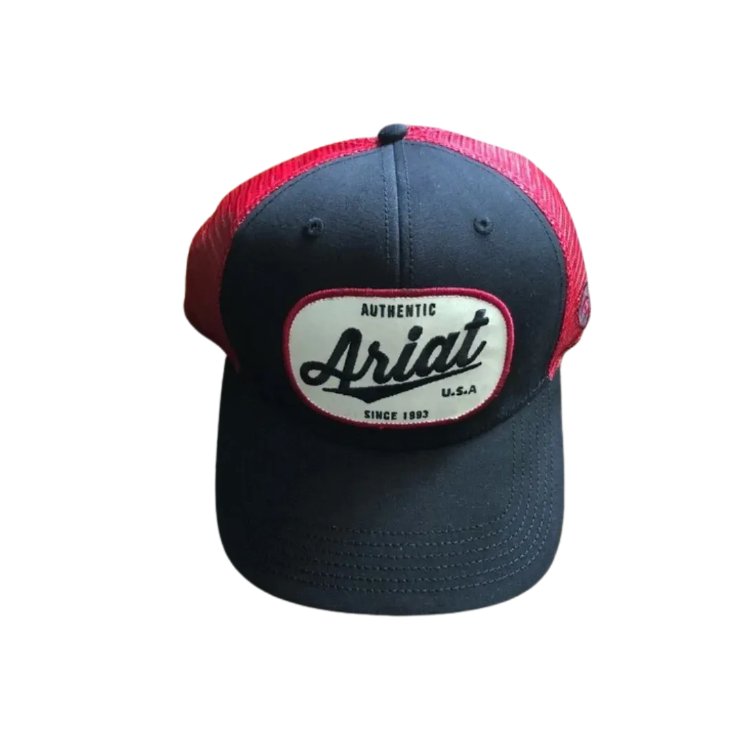 Ariat Black & Red Mesh Oval Patch Cap