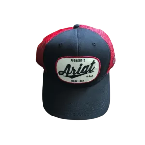 Ariat Black & Red Mesh Oval Patch Cap
