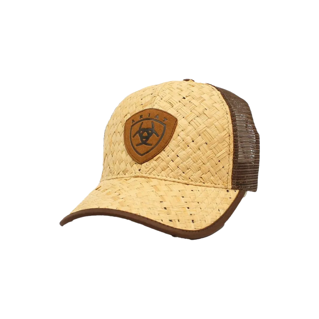Ariat M&F Brown Mesh Leather Patch Logo Cap