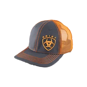 Ariat M&F Grey and Orange Mesh and Logo Cap