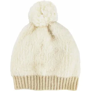 Bella Pom Pom White Beanie