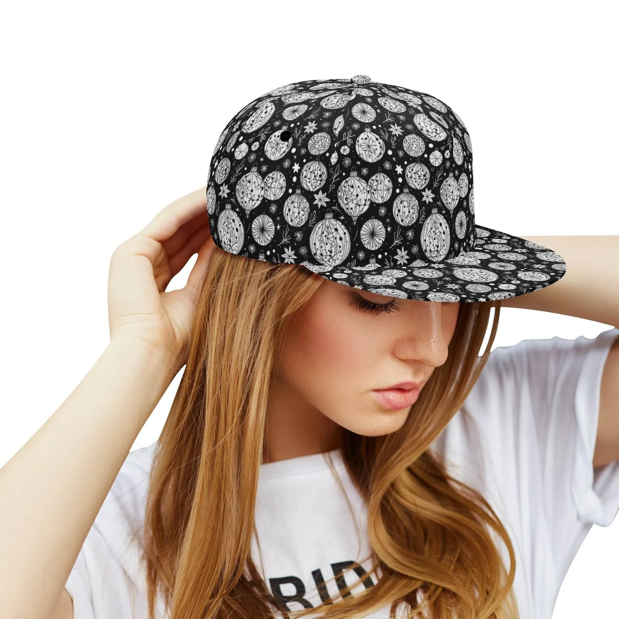 Black and White Ornament Unisex Classic Snapbacks