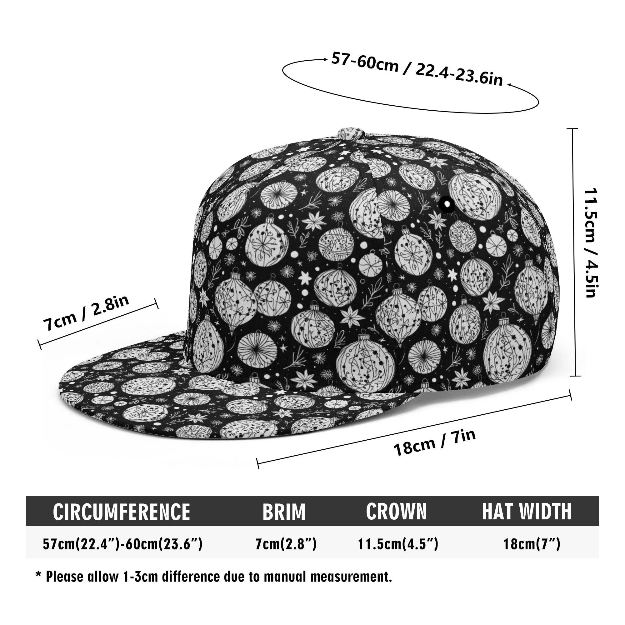 Black and White Ornament Unisex Classic Snapbacks
