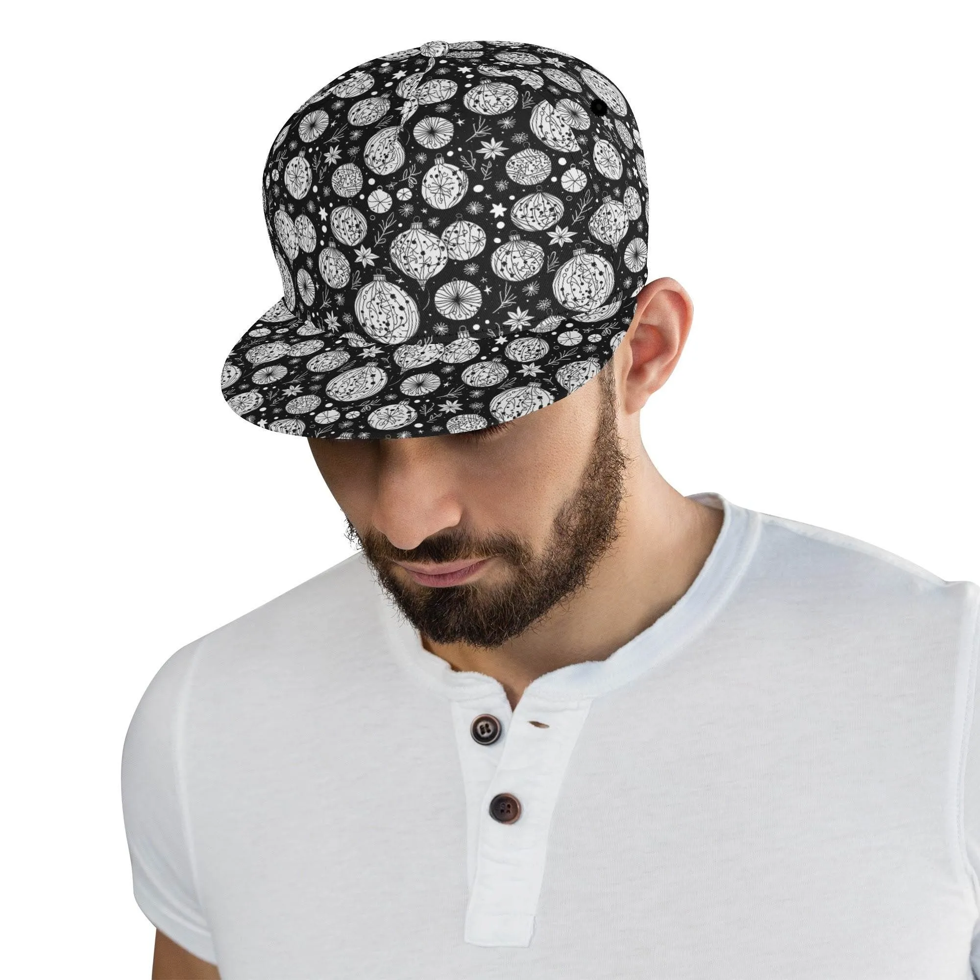 Black and White Ornament Unisex Classic Snapbacks