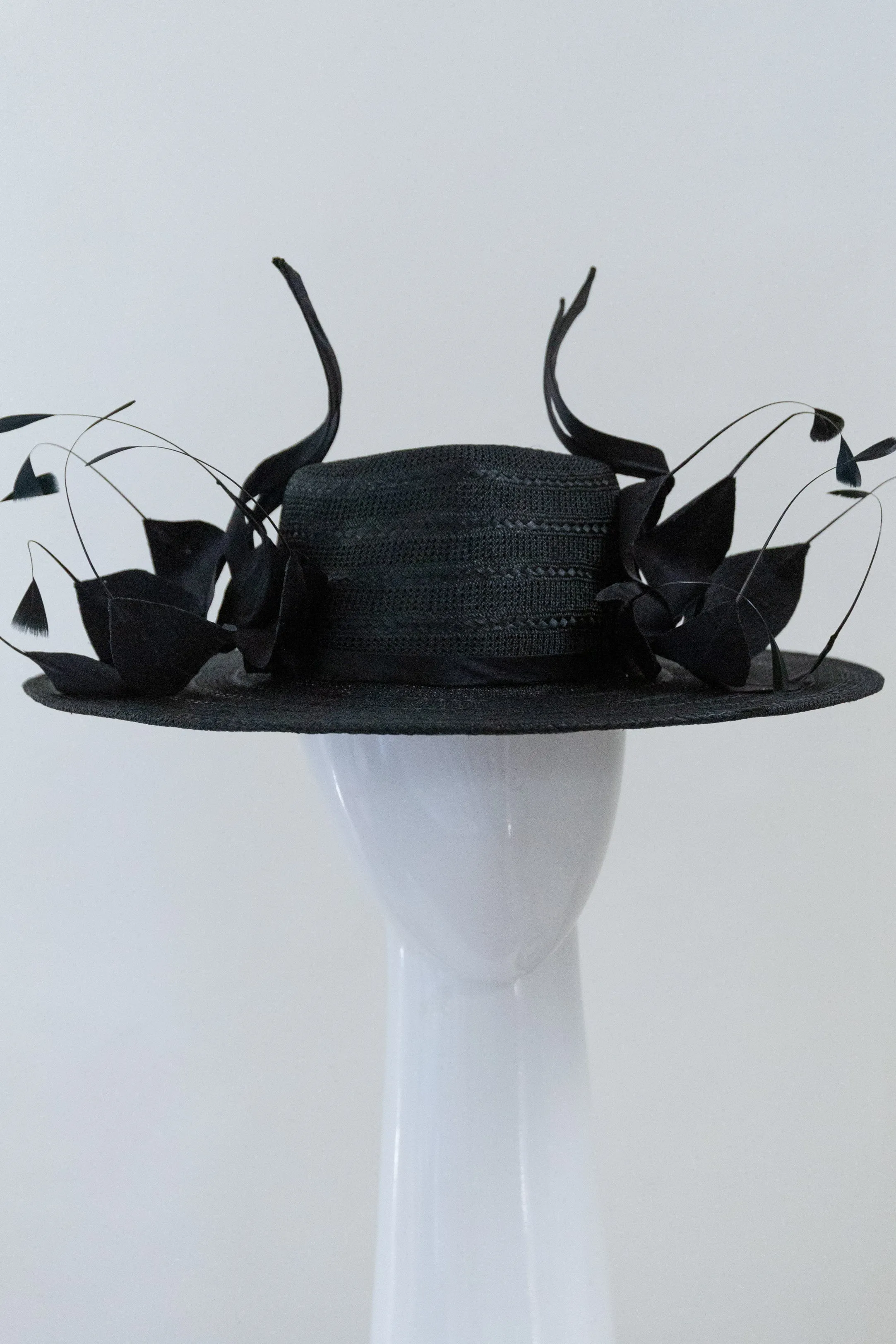 Black Wide Brimmed Hat with Flowers