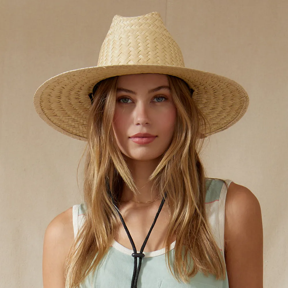 Brixton Hats Bells II Straw Lifeguard Hat With Black Cord - Tan