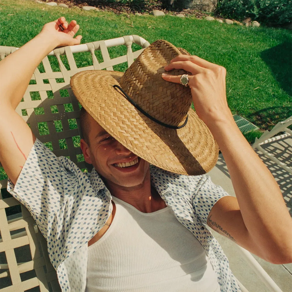 Brixton Hats Bells II Straw Lifeguard Hat With Black Cord - Tan