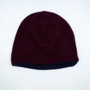Burgundy and Grape Purple Cashmere Beanie Hat