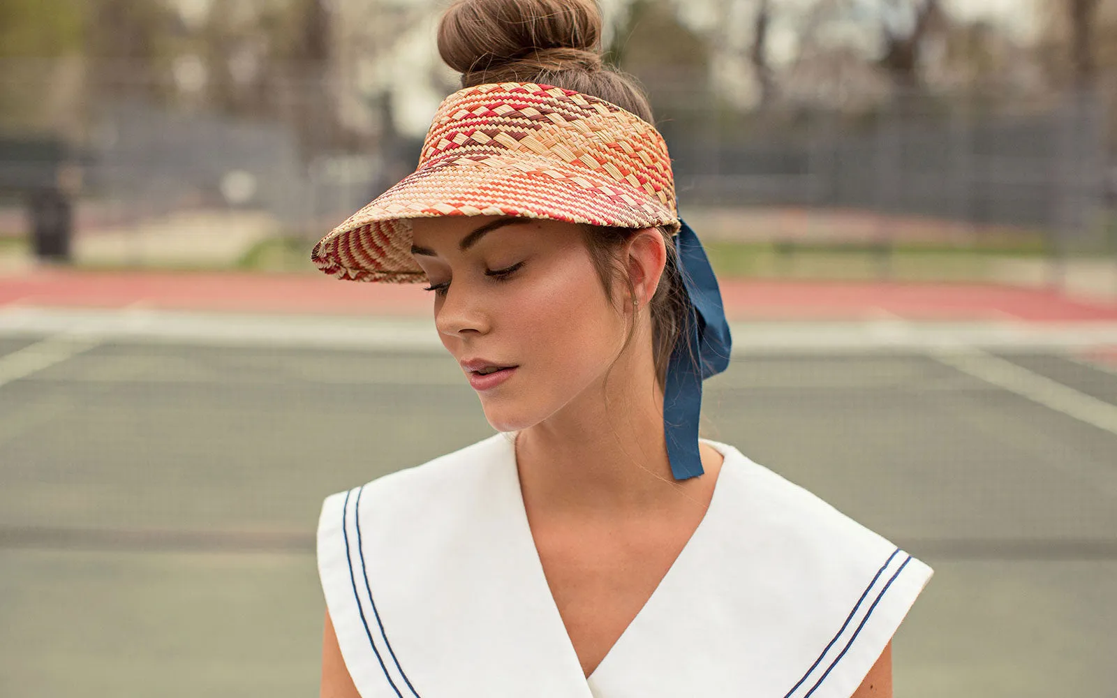 CLEMENTINE PANAMA STRAW VISOR - RED