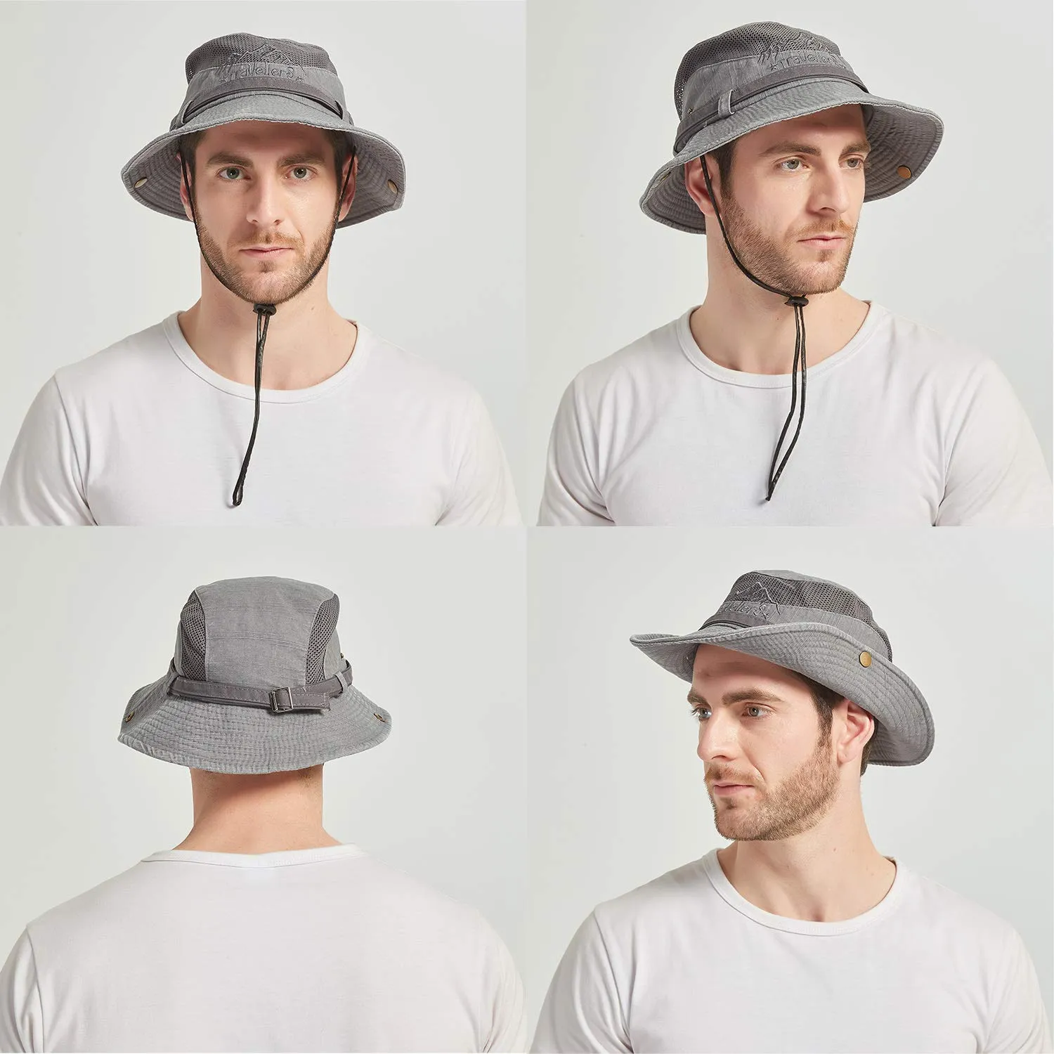 Cotton Embroidery Summer Outdoor Sun Protection Wide Brim Bucket Hat