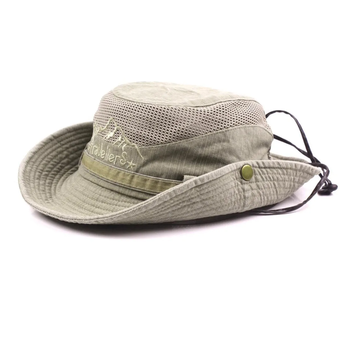 Cotton Embroidery Summer Outdoor Sun Protection Wide Brim Bucket Hat