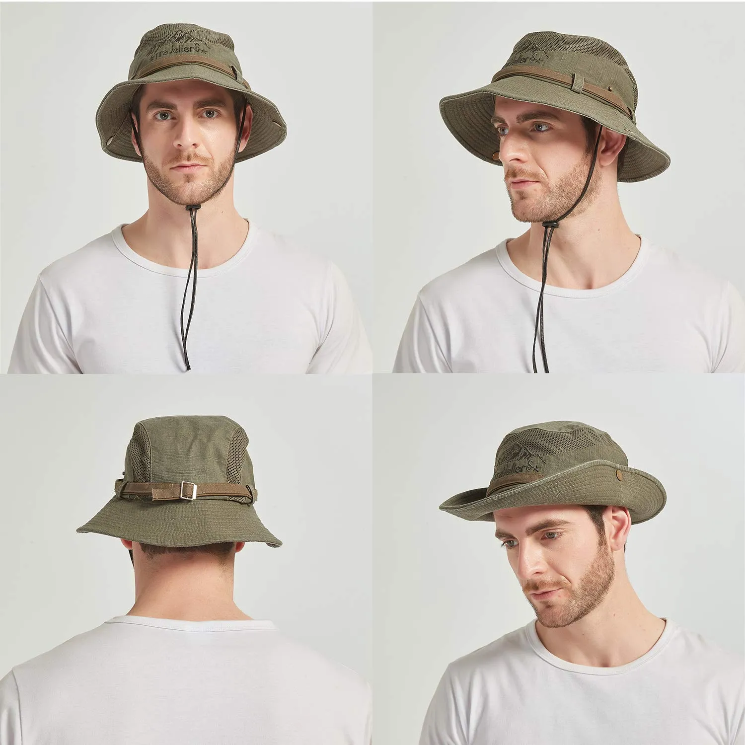 Cotton Embroidery Summer Outdoor Sun Protection Wide Brim Bucket Hat