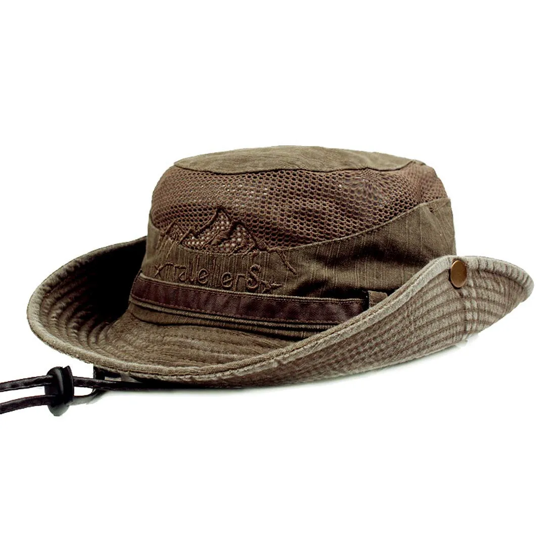 Cotton Embroidery Summer Outdoor Sun Protection Wide Brim Bucket Hat