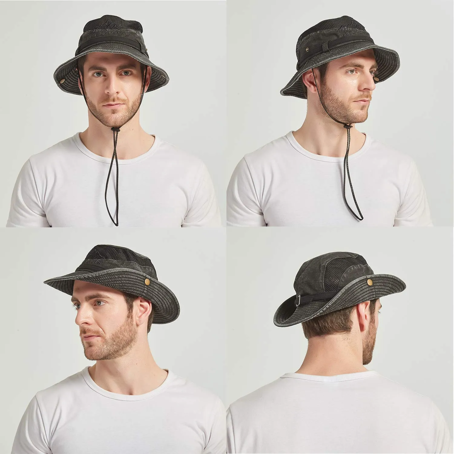 Cotton Embroidery Summer Outdoor Sun Protection Wide Brim Bucket Hat