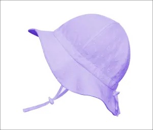 Cotton Floppy Sun Hat, 50  UPF, Adjustable – Lavender Eyelet