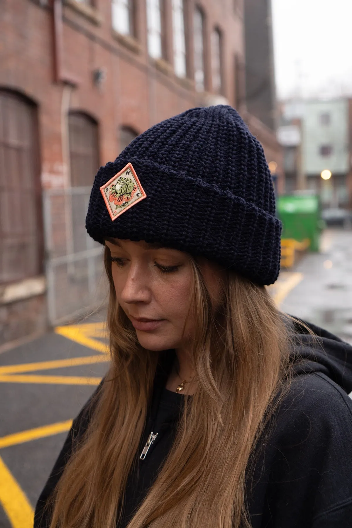 Frog Flower Chunky Beanie