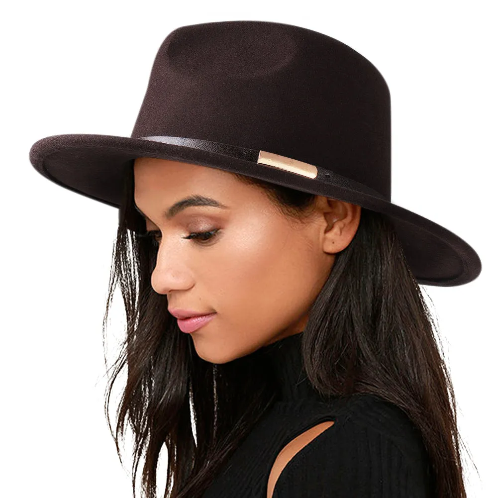 FURTALK Fedora Hats for Men Women 100% Australian Wool Felt Wide Brim Hat Thin Leather Belt Crushable Packable