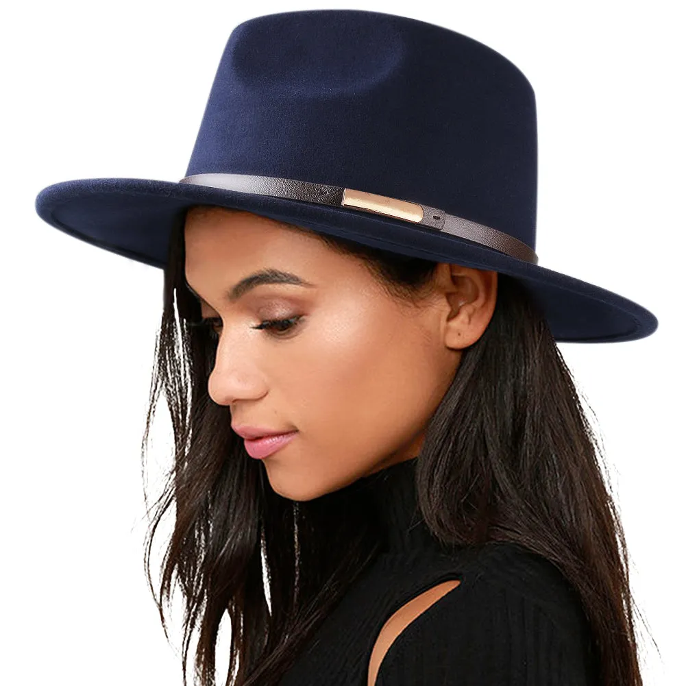 FURTALK Fedora Hats for Men Women 100% Australian Wool Felt Wide Brim Hat Thin Leather Belt Crushable Packable