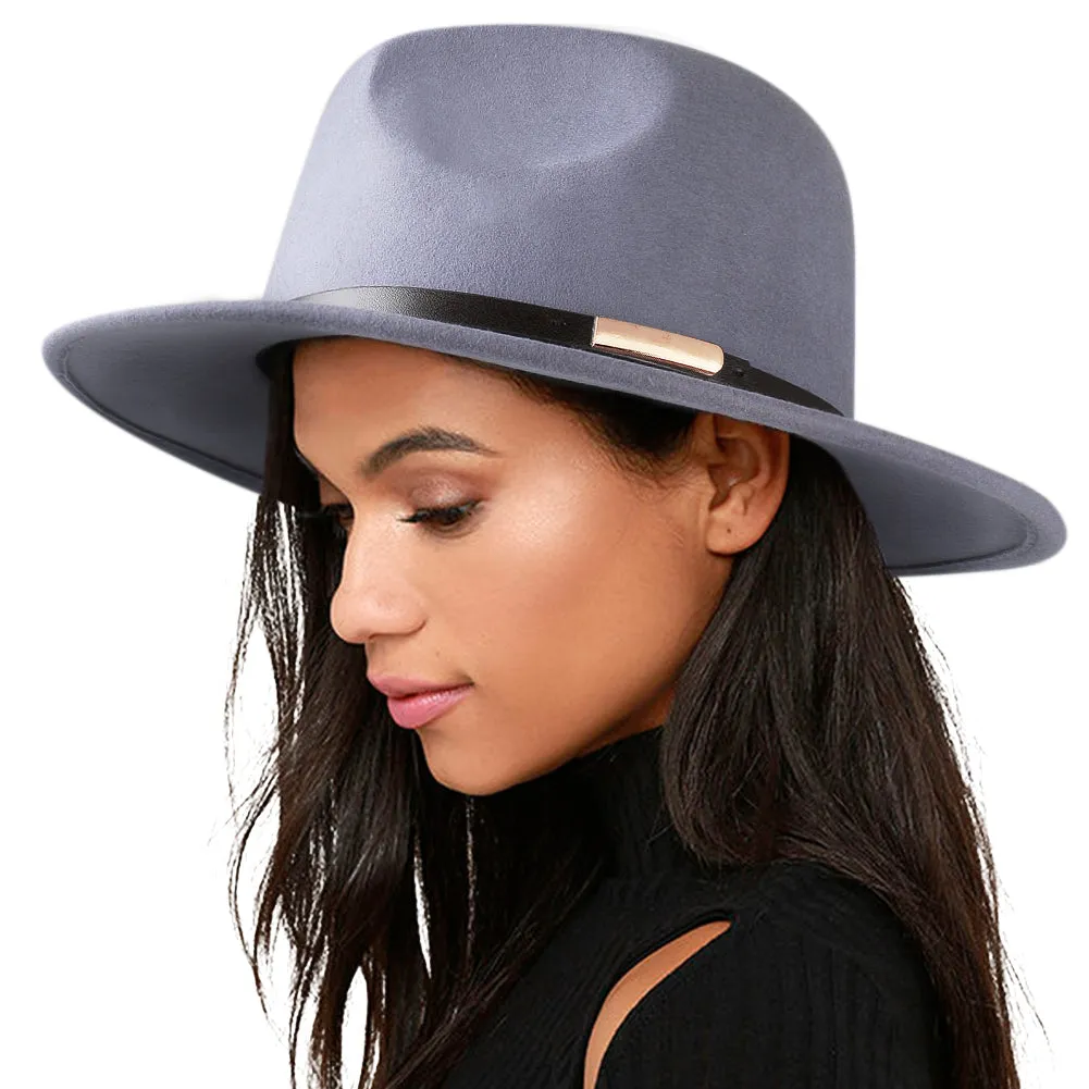 FURTALK Fedora Hats for Men Women 100% Australian Wool Felt Wide Brim Hat Thin Leather Belt Crushable Packable
