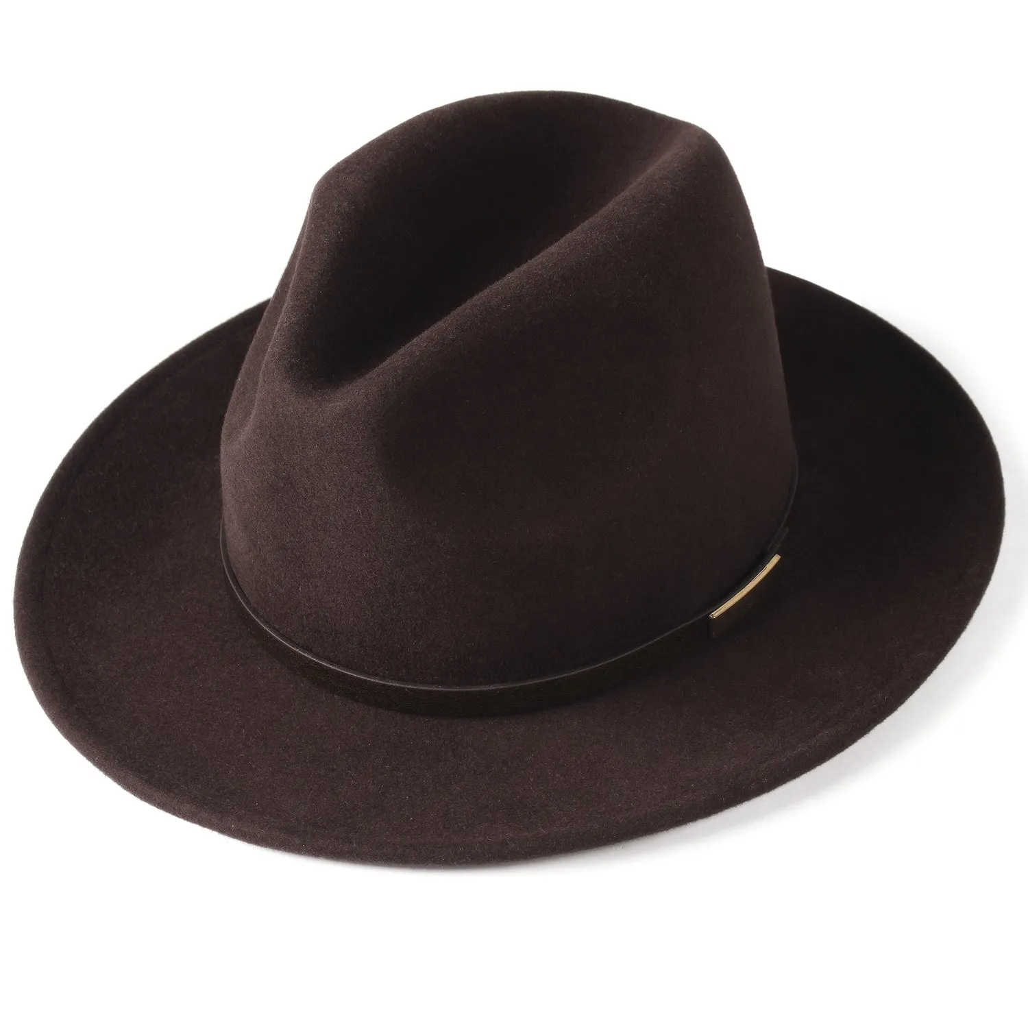 FURTALK Fedora Hats for Men Women 100% Australian Wool Felt Wide Brim Hat Thin Leather Belt Crushable Packable