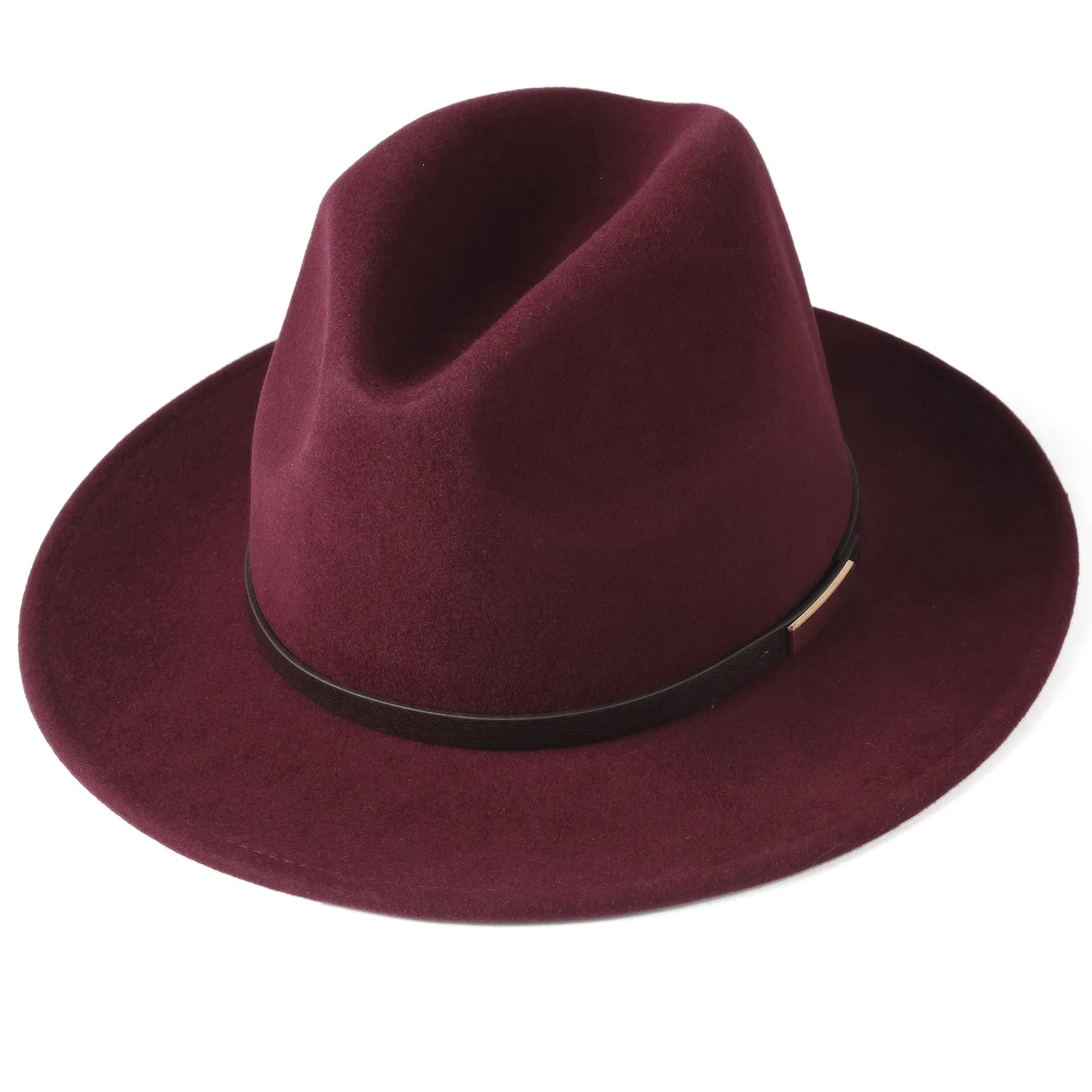 FURTALK Fedora Hats for Men Women 100% Australian Wool Felt Wide Brim Hat Thin Leather Belt Crushable Packable