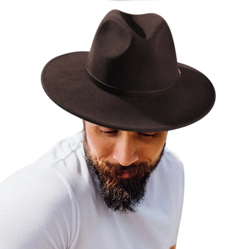 FURTALK Fedora Hats for Men Women 100% Australian Wool Felt Wide Brim Hat Thin Leather Belt Crushable Packable