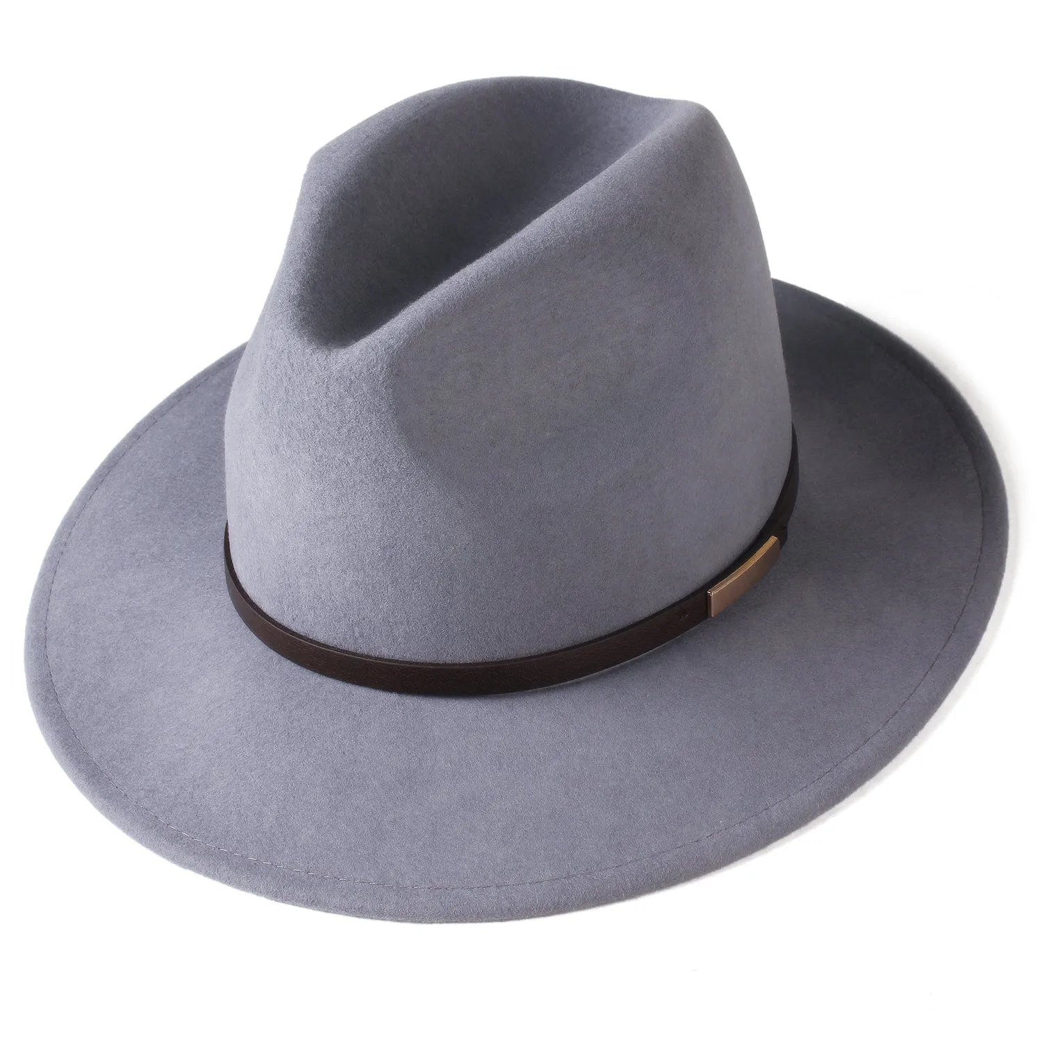 FURTALK Fedora Hats for Men Women 100% Australian Wool Felt Wide Brim Hat Thin Leather Belt Crushable Packable