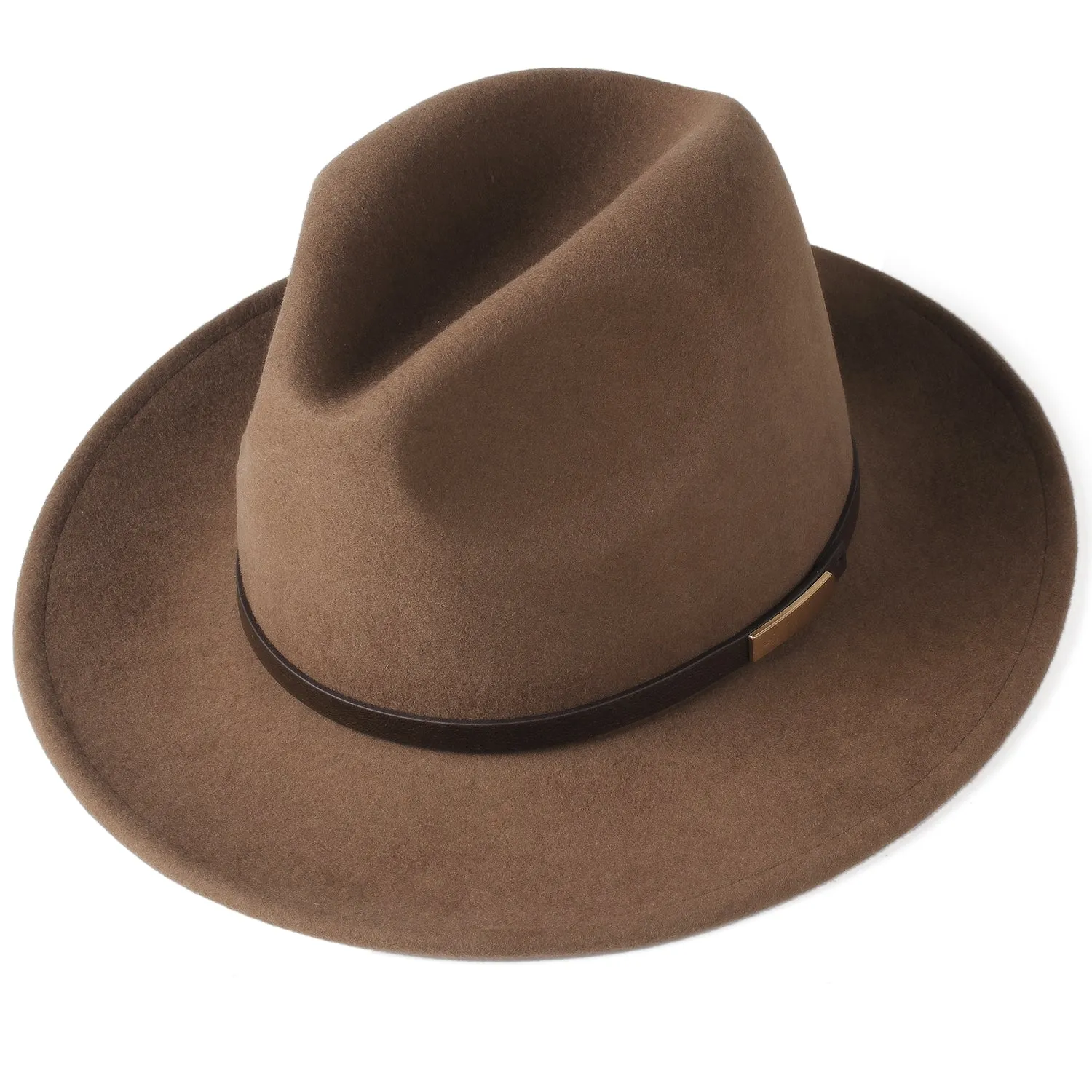 FURTALK Fedora Hats for Men Women 100% Australian Wool Felt Wide Brim Hat Thin Leather Belt Crushable Packable