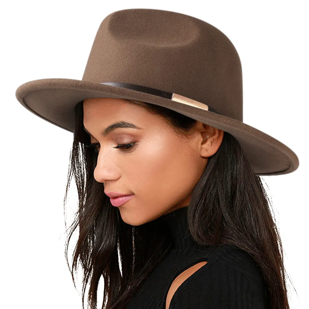 FURTALK Fedora Hats for Men Women 100% Australian Wool Felt Wide Brim Hat Thin Leather Belt Crushable Packable
