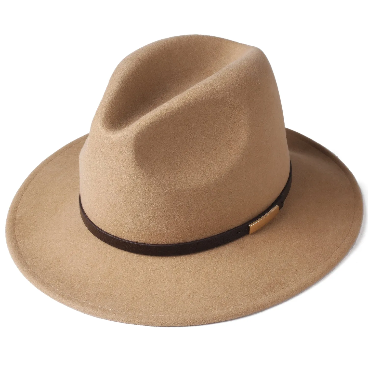 FURTALK Fedora Hats for Men Women 100% Australian Wool Felt Wide Brim Hat Thin Leather Belt Crushable Packable