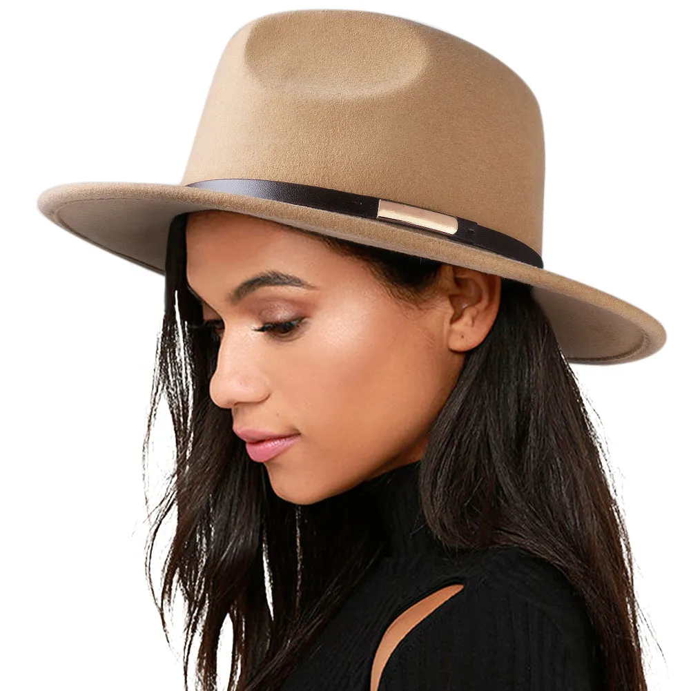 FURTALK Fedora Hats for Men Women 100% Australian Wool Felt Wide Brim Hat Thin Leather Belt Crushable Packable