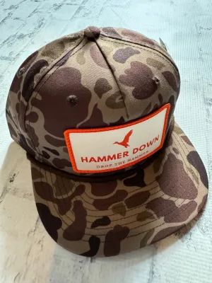 Hammer Down “Duck" Hat - Bark Camo with Brown Rope