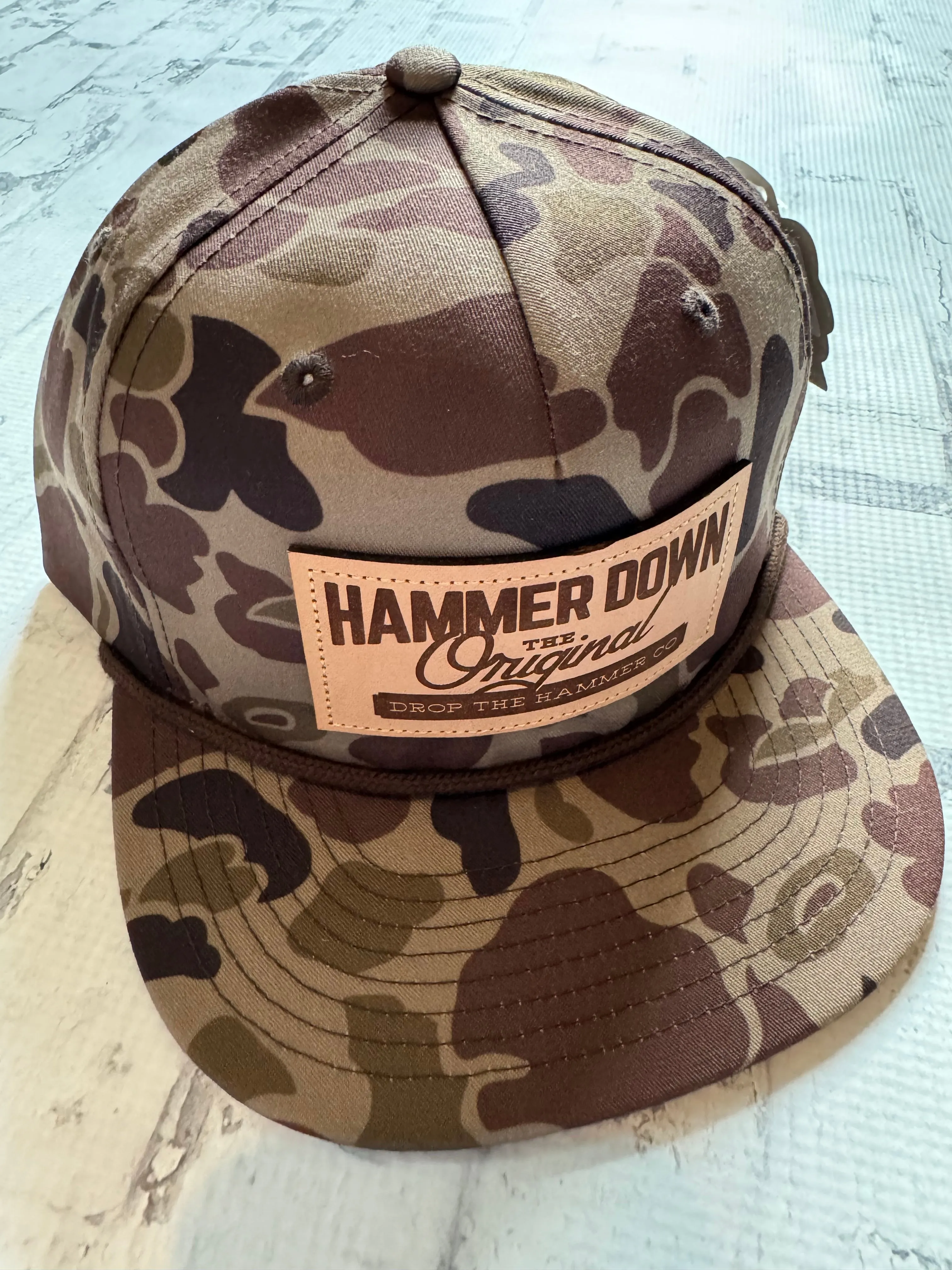 Hammer Down “OG DTH" Hat - Duck Camo with Brown Rope