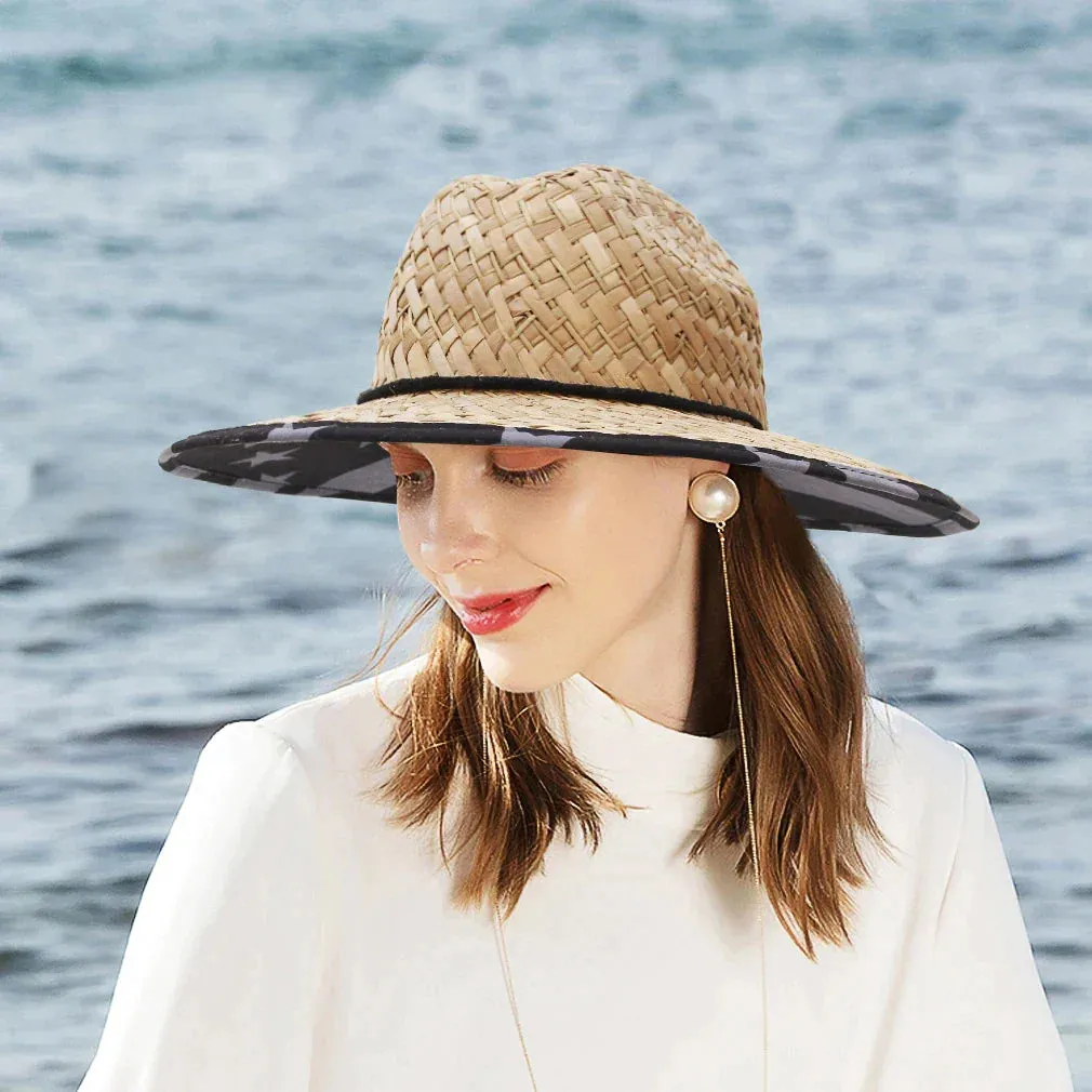 Handmade Straw Beach Sun Hat Wide Brim Jazz Panama Style Lifeguard Hat