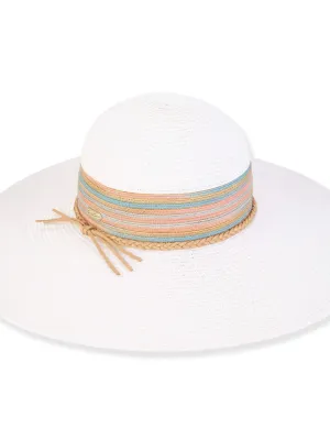 Hat White Demi Paperbraid Floppy Brim Women's HH3136A