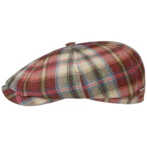 Hatteras Silk Colour Check Flat Cap by Stetson