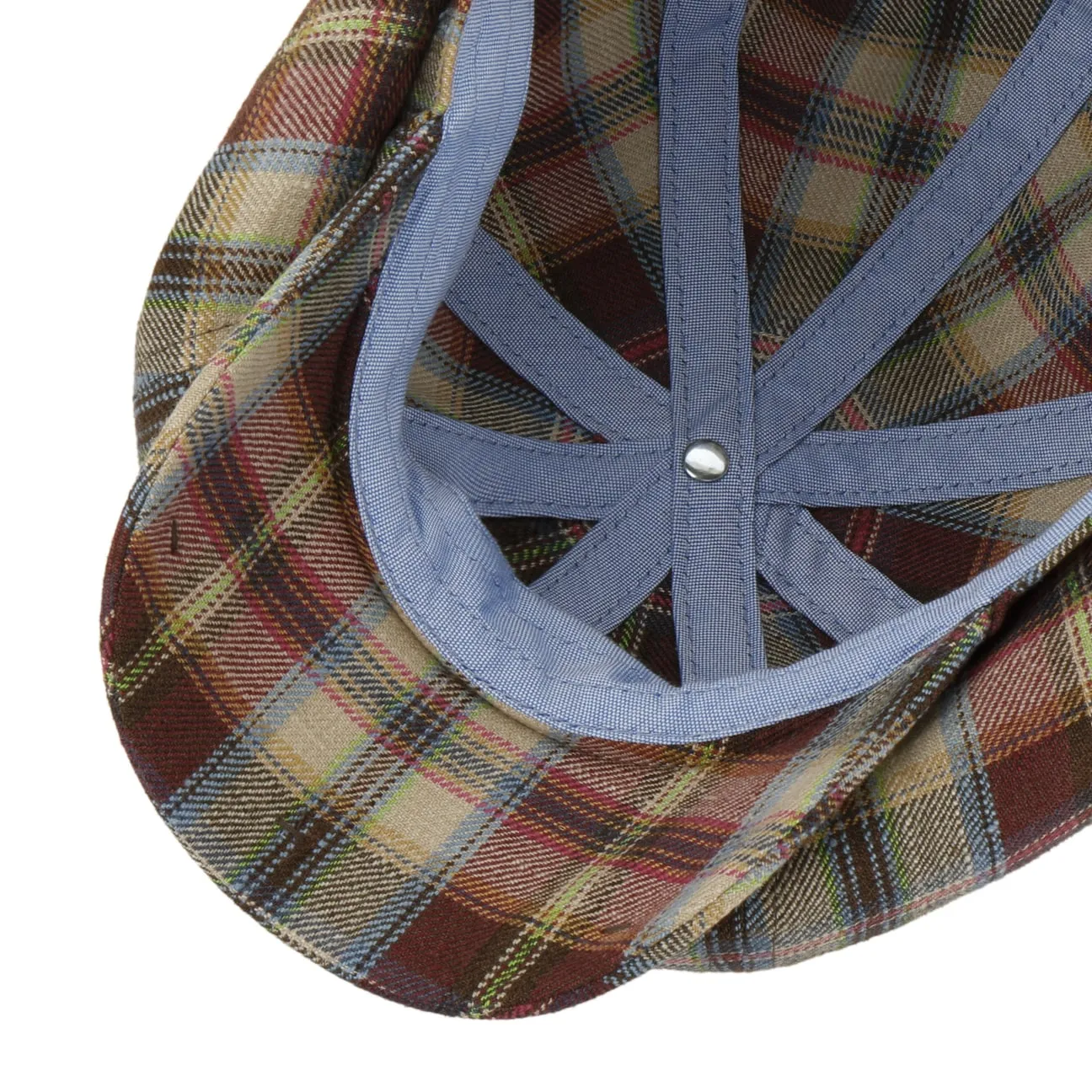 Hatteras Silk Colour Check Flat Cap by Stetson