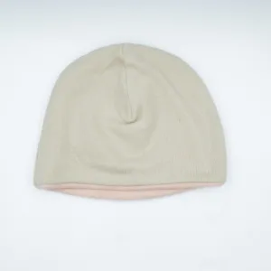 Honey Beige and Shell Pink Cashmere Beanie Hat