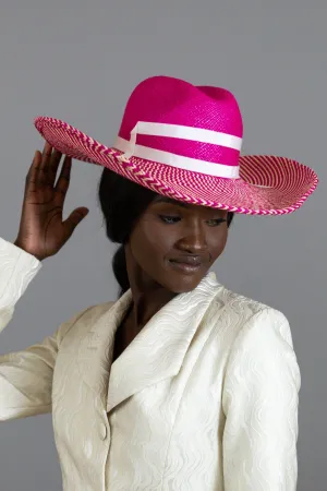 Hot Pink and Cream Cow Girl Hat