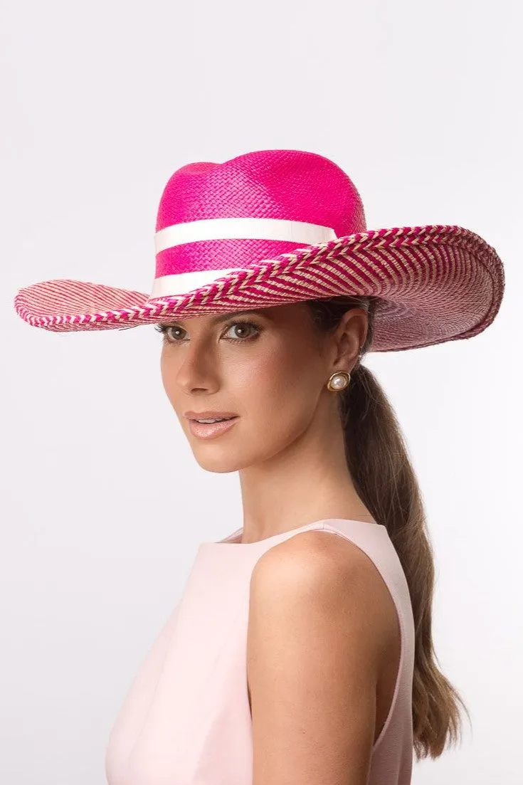 Hot Pink and Cream Cow Girl Hat