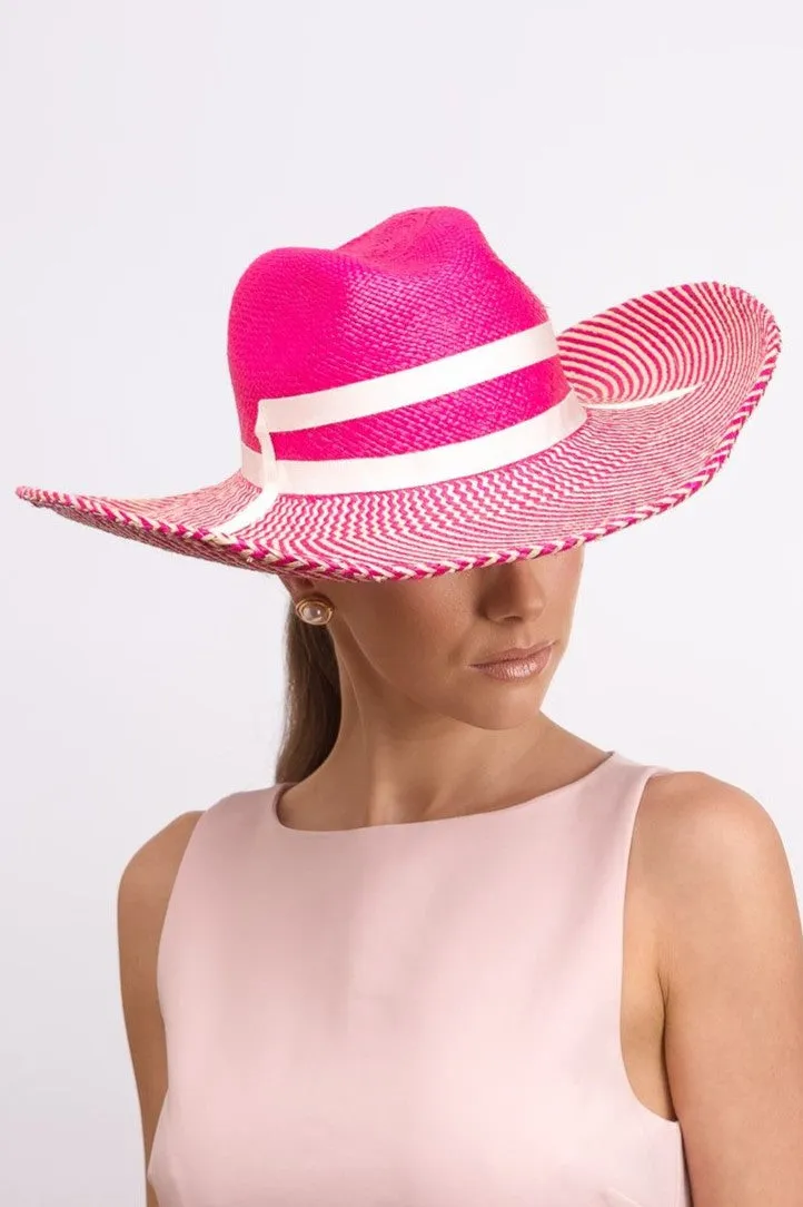 Hot Pink and Cream Cow Girl Hat