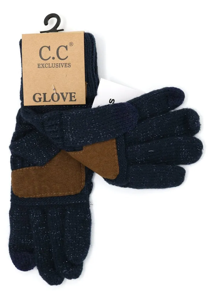 Metallic Cable Knit CC Gloves