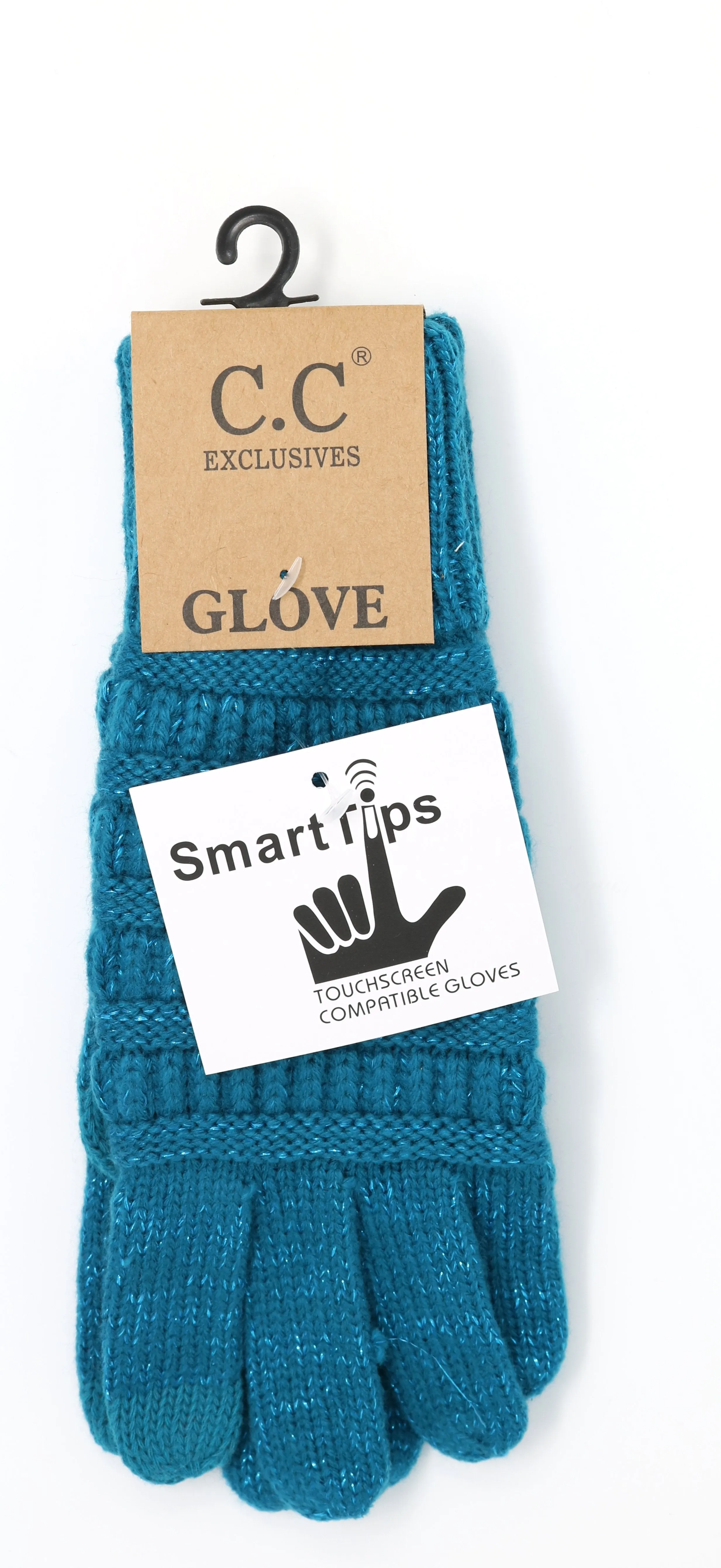 Metallic Cable Knit CC Gloves