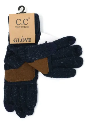 Metallic Cable Knit CC Gloves